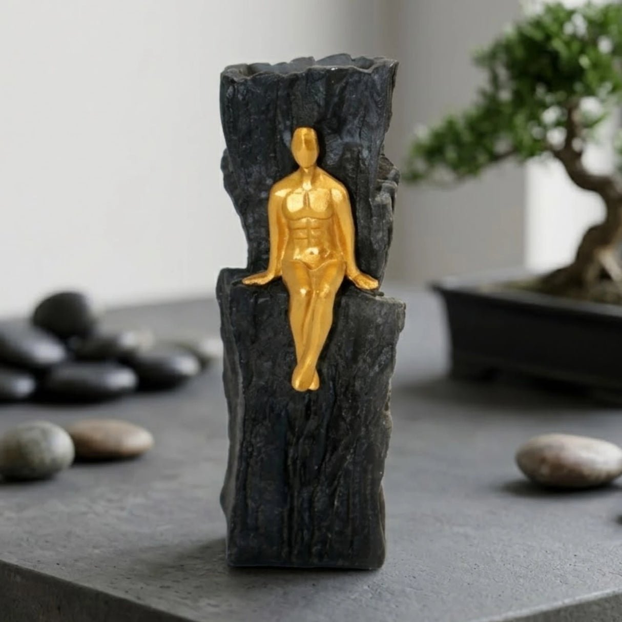 statue vase men sit black 8''x2.5'' china