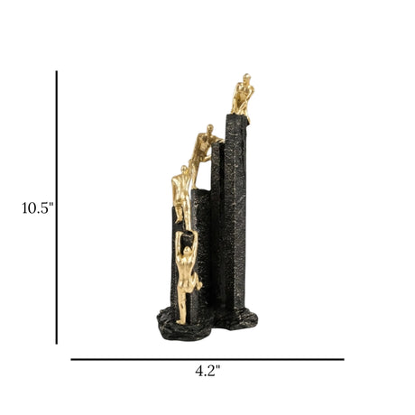 statue 4 men climbing tall black & golden 5s 10.5''x4.2'' china