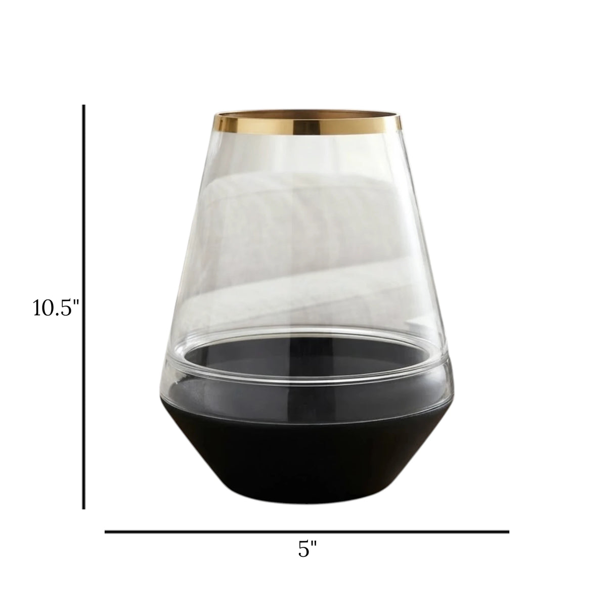 glass vase cylindrical black & white 10.5''x5'' china