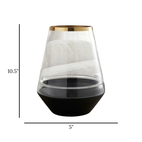 glass vase cylindrical black & white 10.5''x5'' china