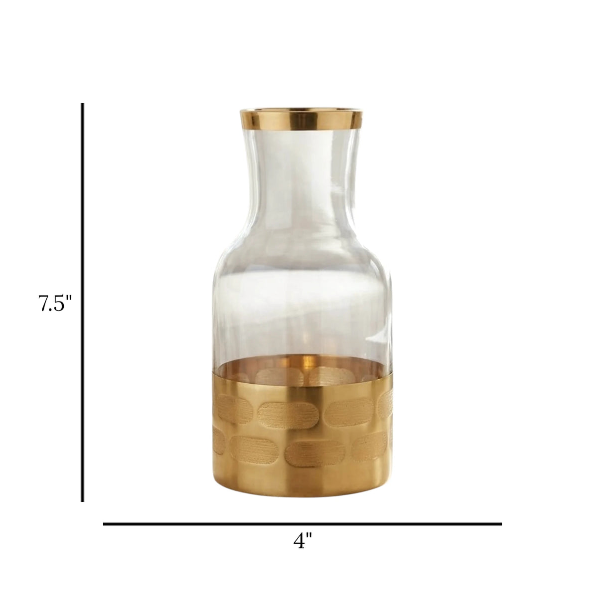 glass vase bottle golden & white small 7.5''x4'' china