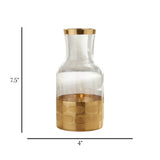 glass vase bottle golden & white small 7.5''x4'' china
