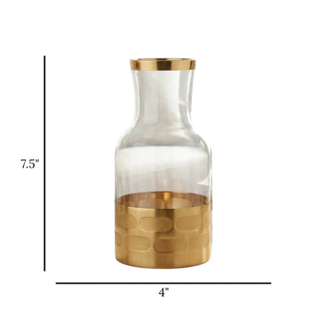 glass vase bottle golden & white small 7.5''x4'' china