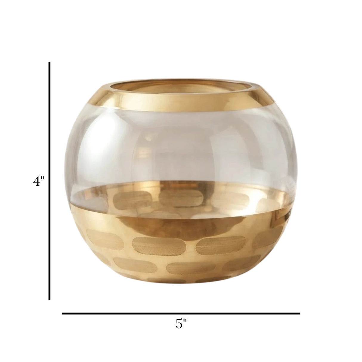 glass fish bowl round golden & white small 5''x4'' china