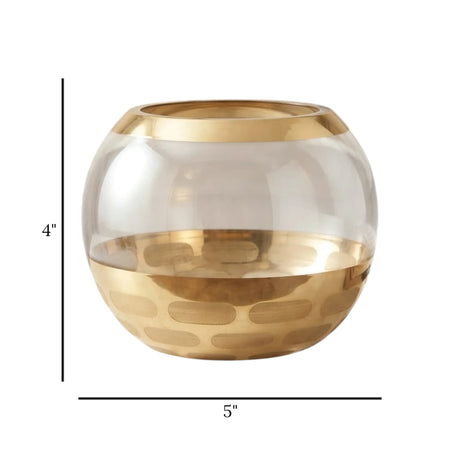 glass fish bowl round golden & white small 5''x4'' china