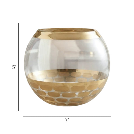 glass fish bowl round golden & white large 7''x5'' china