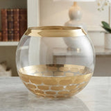 glass fish bowl round golden & white large 7''x5'' china