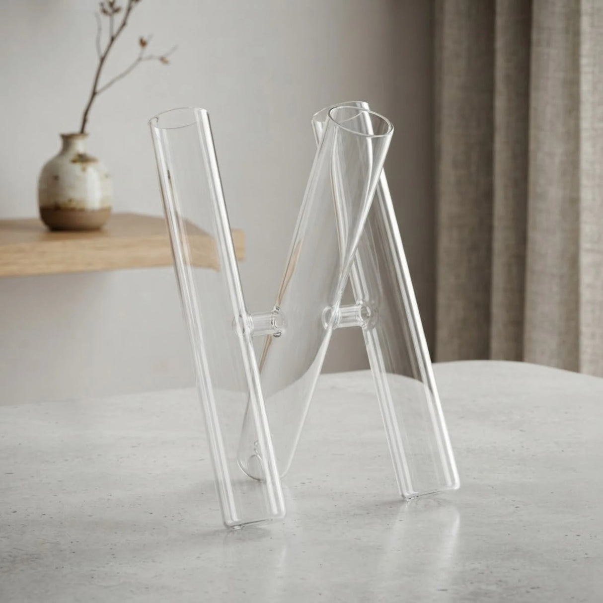 glass vase crisscross 3s 10"x6" china