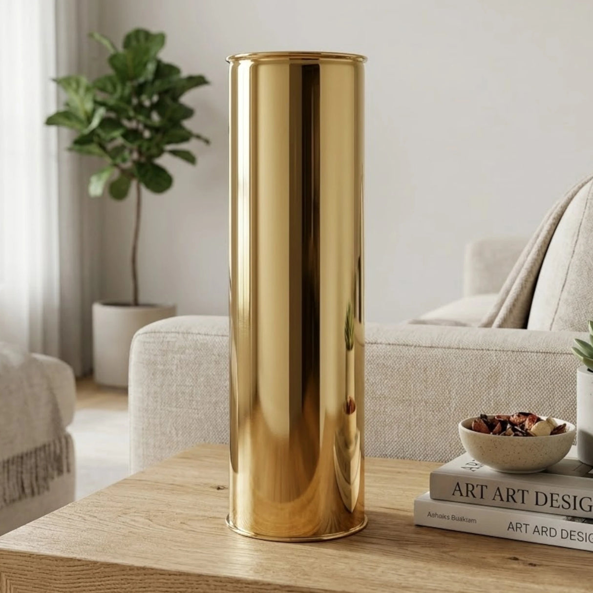metal vase golden 24''x5.5'' 2448