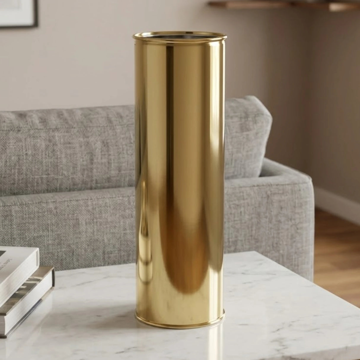 metal vase golden 30''x5.5'' 2449