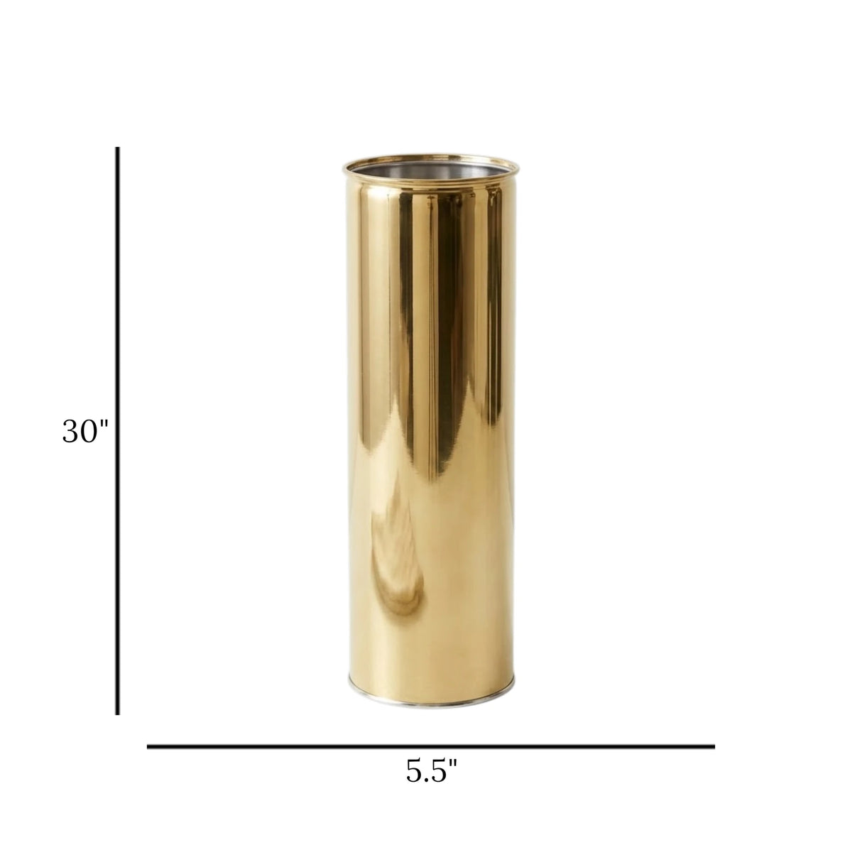 metal vase golden 36''x6.5'' 2450