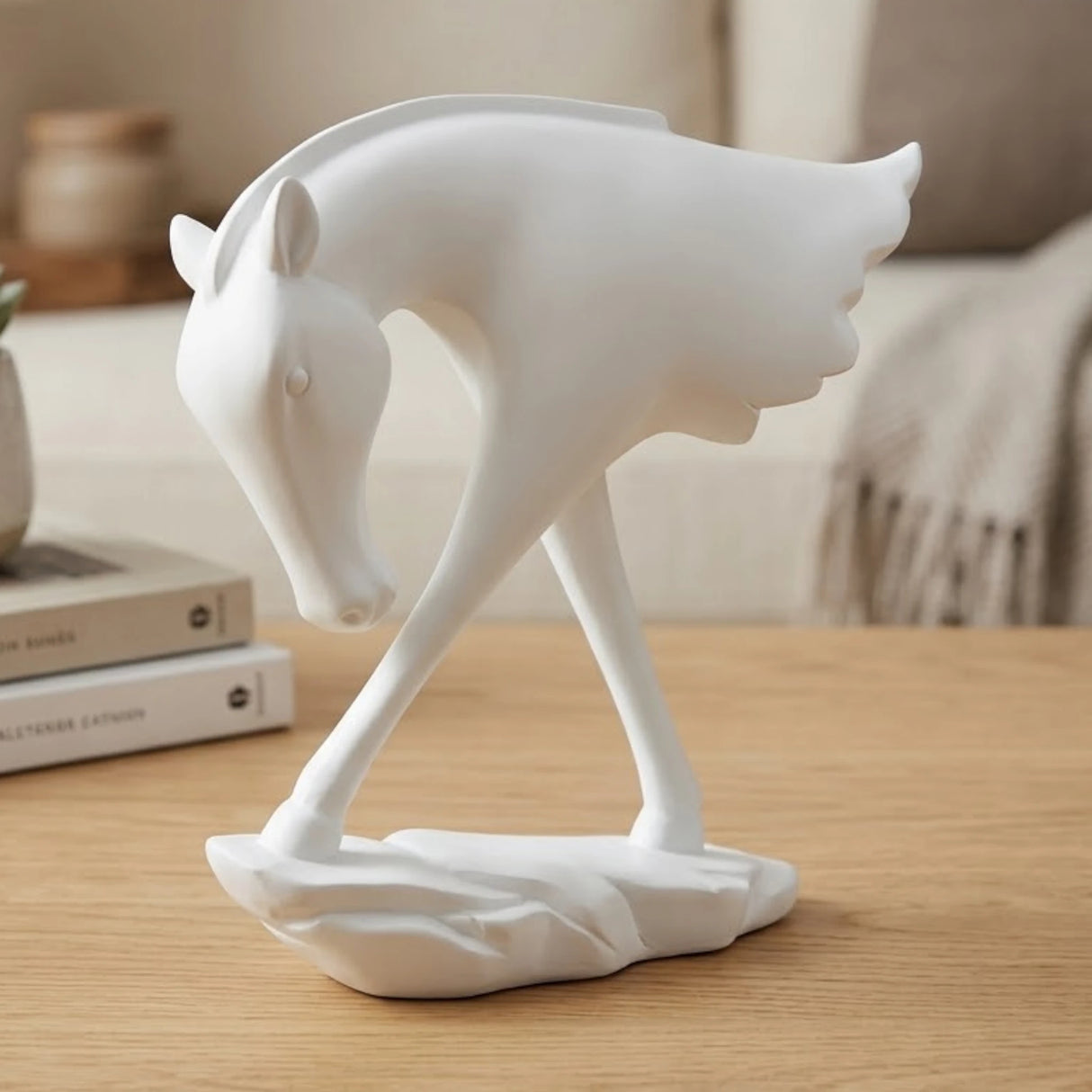 decorative statue half horse white 8.5"x7" china