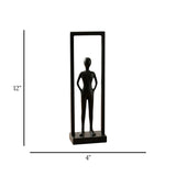 statue human figure stand in rectangular frame black 12''x4'' china