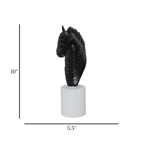 abstract striped horse black head 10"x5.5" china