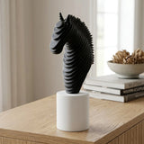 abstract striped horse black head 10"x5.5" china