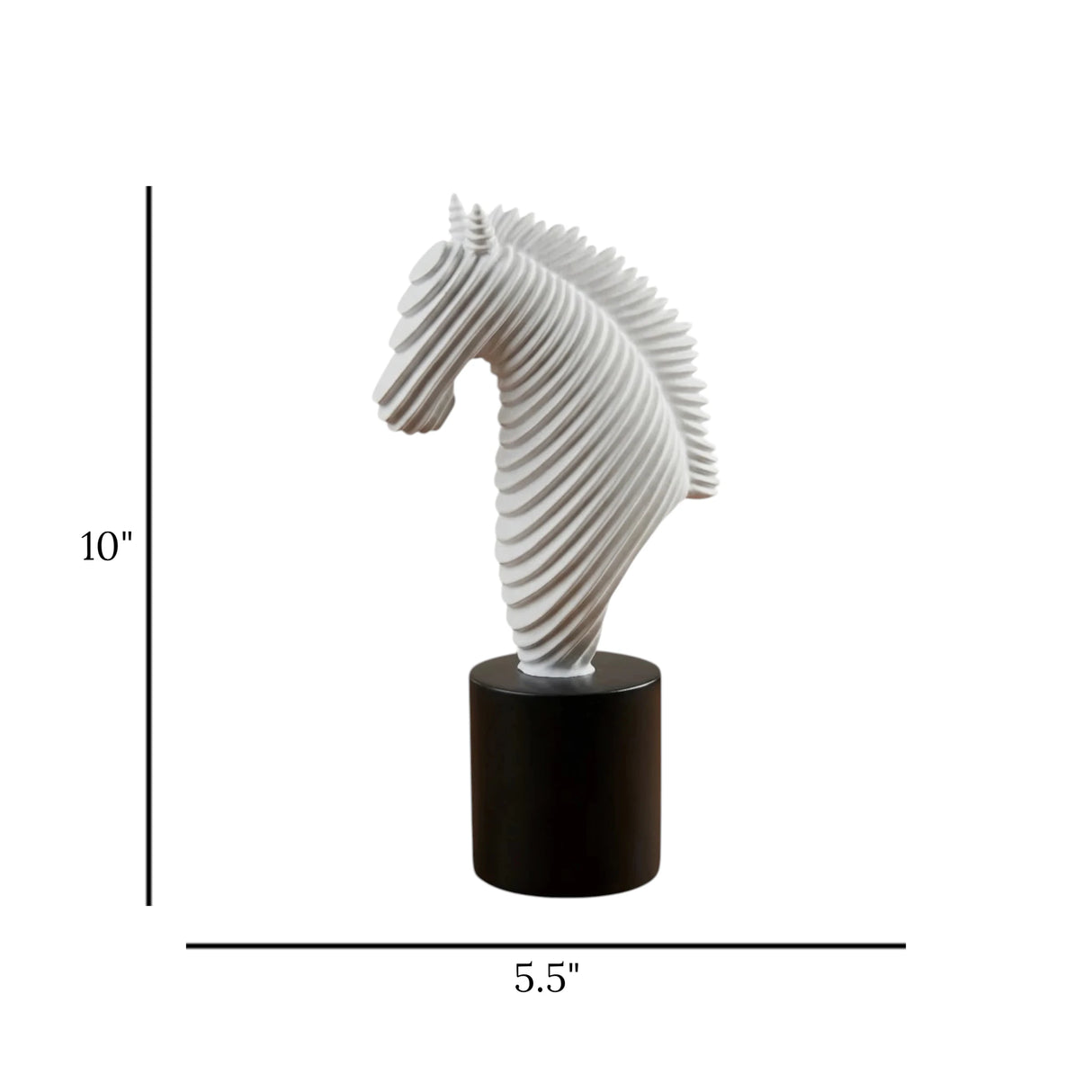 abstract striped horse white head 10"x5.5" china