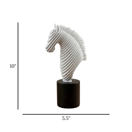 abstract striped horse white head 10"x5.5" china