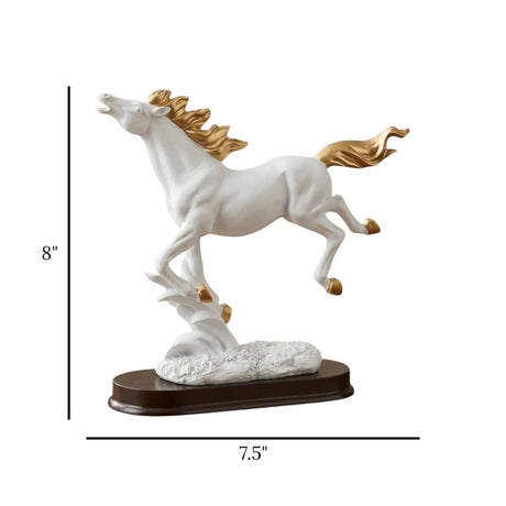 statue horse white 7.5"x8" china