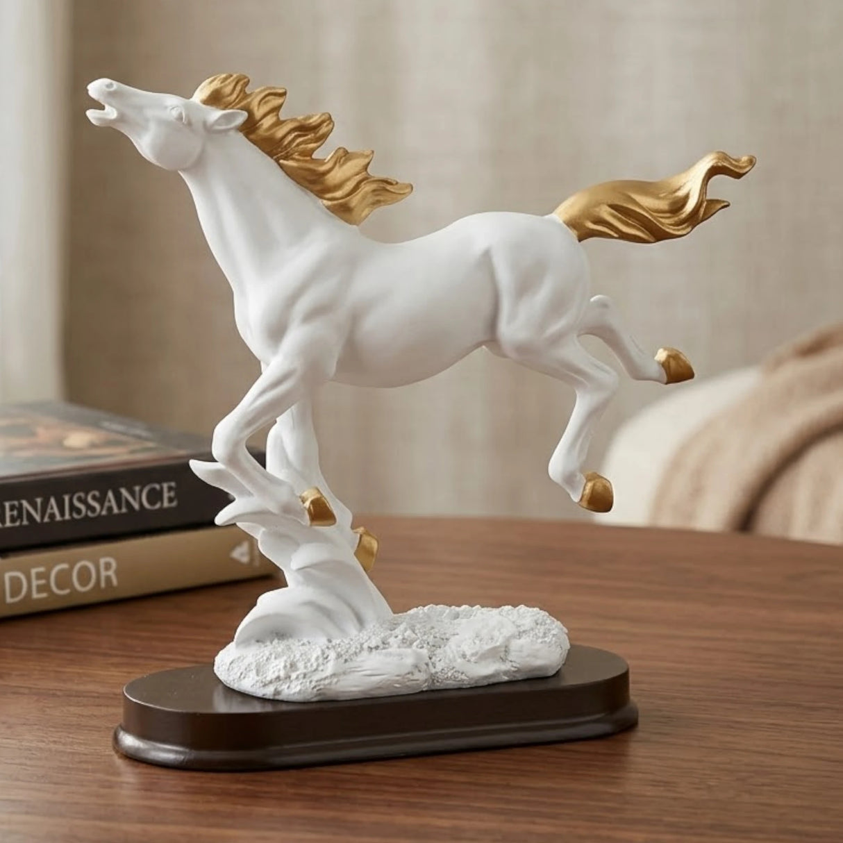 statue horse white 7.5"x8" china