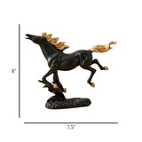 statue horse black 7.5"x8" china
