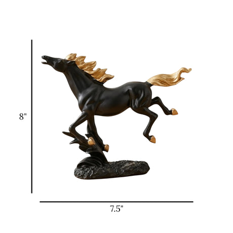 statue horse black 7.5"x8" china
