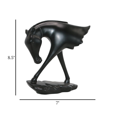 decorative statue half horse black 8.5"x7" china