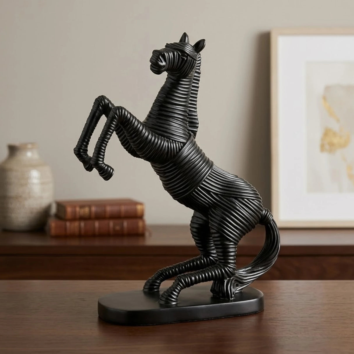 statue horse black 9.5''x5.5'' china