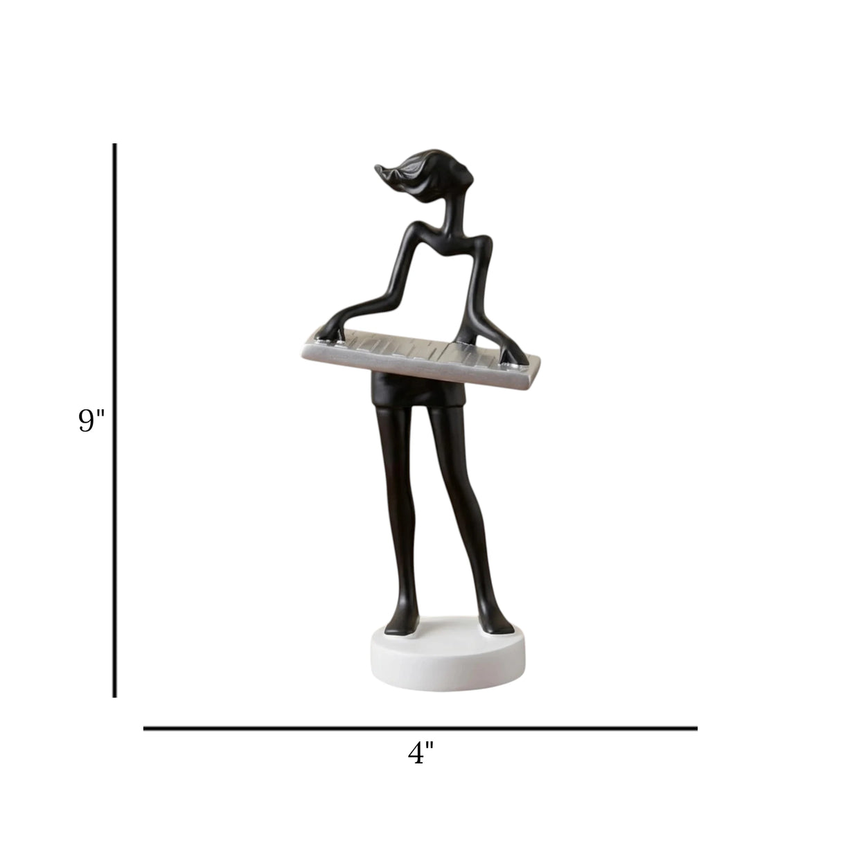 statue musician play piano black 9''x4'' china