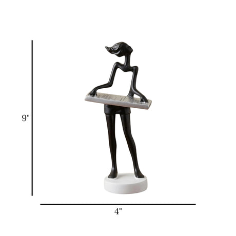 statue musician play piano black 9''x4'' china