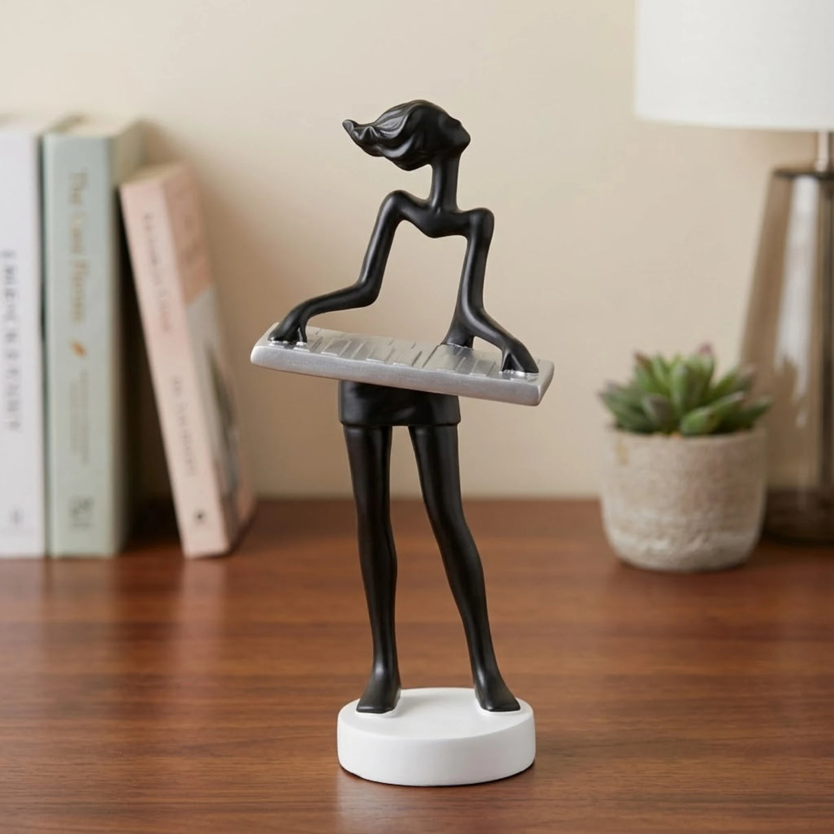statue musician play piano black 9''x4'' china