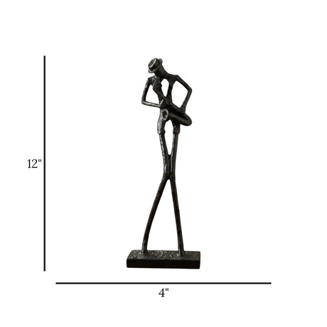 statue tall man playing saxophone black 12''x4'' china