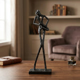 statue tall man playing saxophone black 12''x4'' china