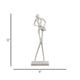 statue tall man playing saxophone white 12''x4'' china