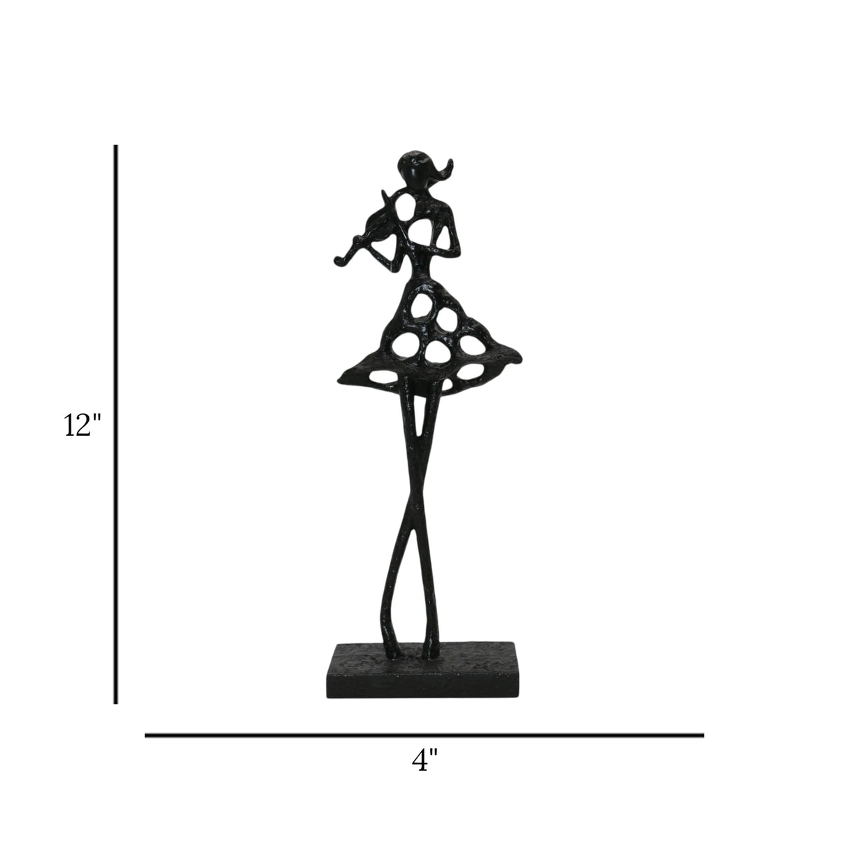 statue girl play violin black 12''x4'' china