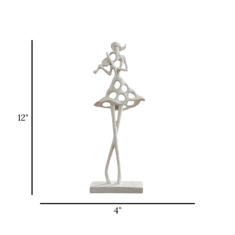 statue girl play violin white 12''x4'' china