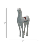 horse sculpture white & maroon 11"x7" china