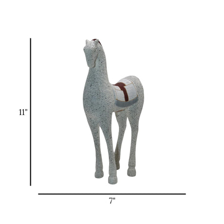 horse sculpture white & maroon 11"x7" china