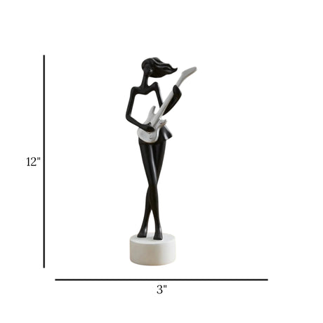 statue girl playing guitar black 12''x3'' china