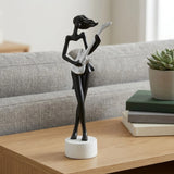 statue girl playing guitar black 12''x3'' china