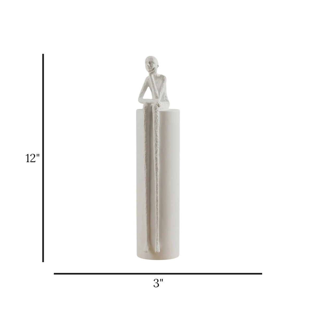 statue silent thinker sit piller white 12''x3'' china