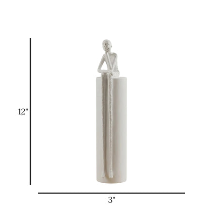 statue silent thinker sit piller white 12''x3'' china
