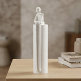 statue silent thinker sit piller white 12''x3'' china