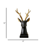 reindeer head statue black & golden 12"x6" china