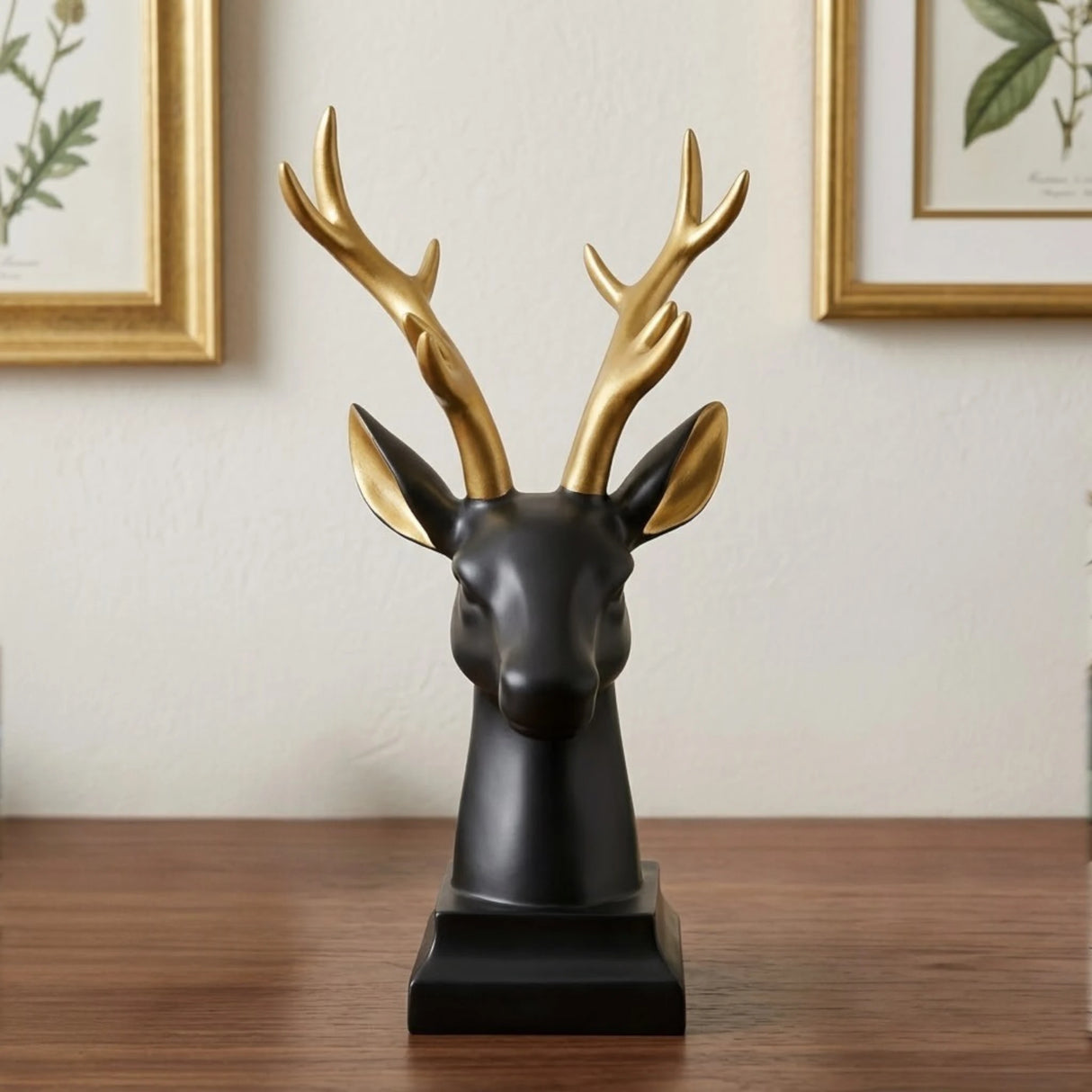 reindeer head statue black & golden 12"x6" china