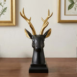 reindeer head statue black & golden 12"x6" china