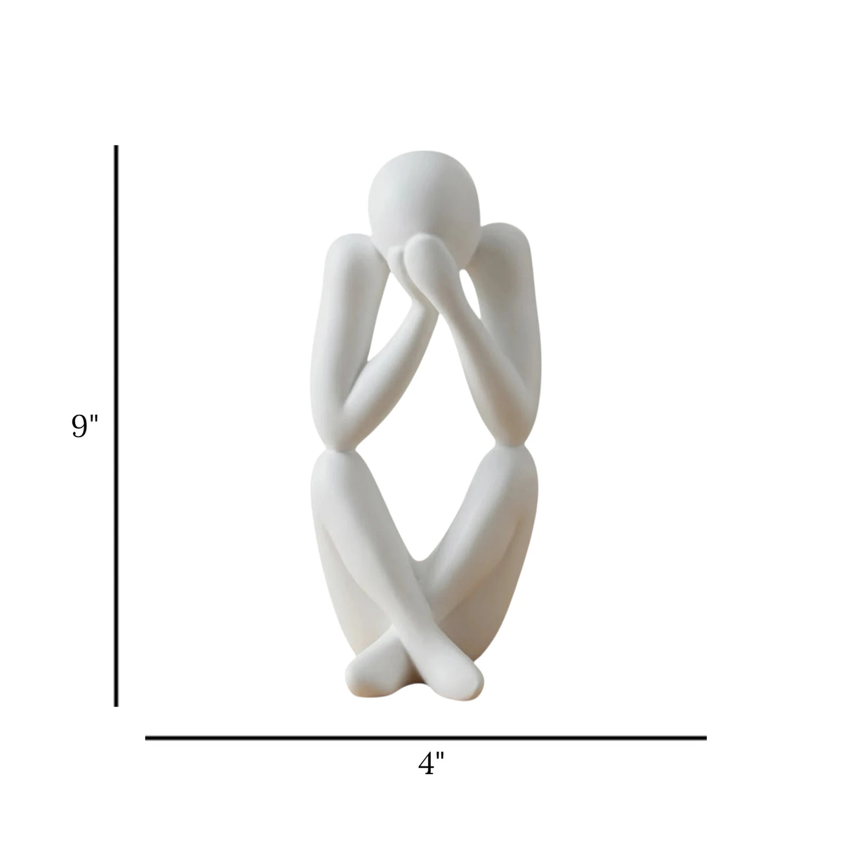 statue sad figure hand on face white 9''x4'' china
