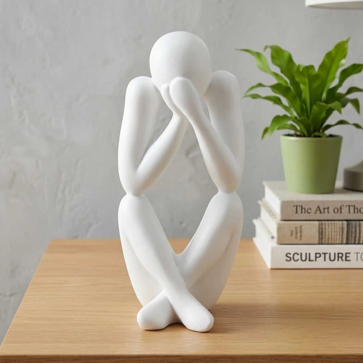 statue sad figure hand on face white 9''x4'' china