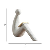 statue reading book white 9''x7'' china