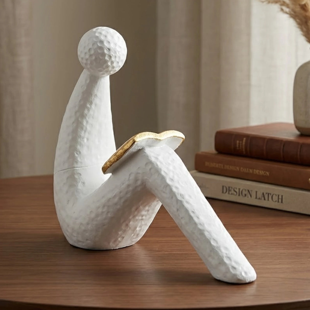 statue reading book white 9''x7'' china