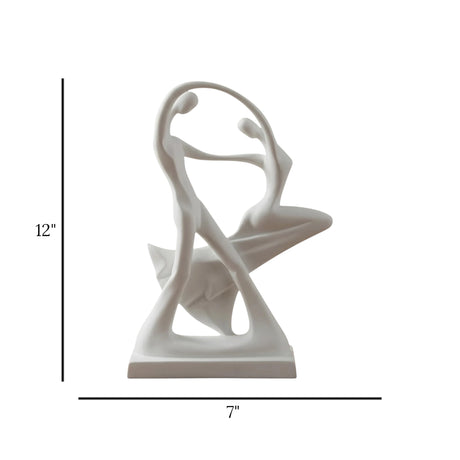 statue dancing couple white 12"x7" china